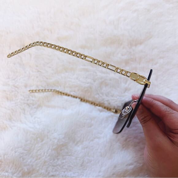 Skyla Purple & Gold Chain Link Oversized Sunglasses - Picture 3 of 9